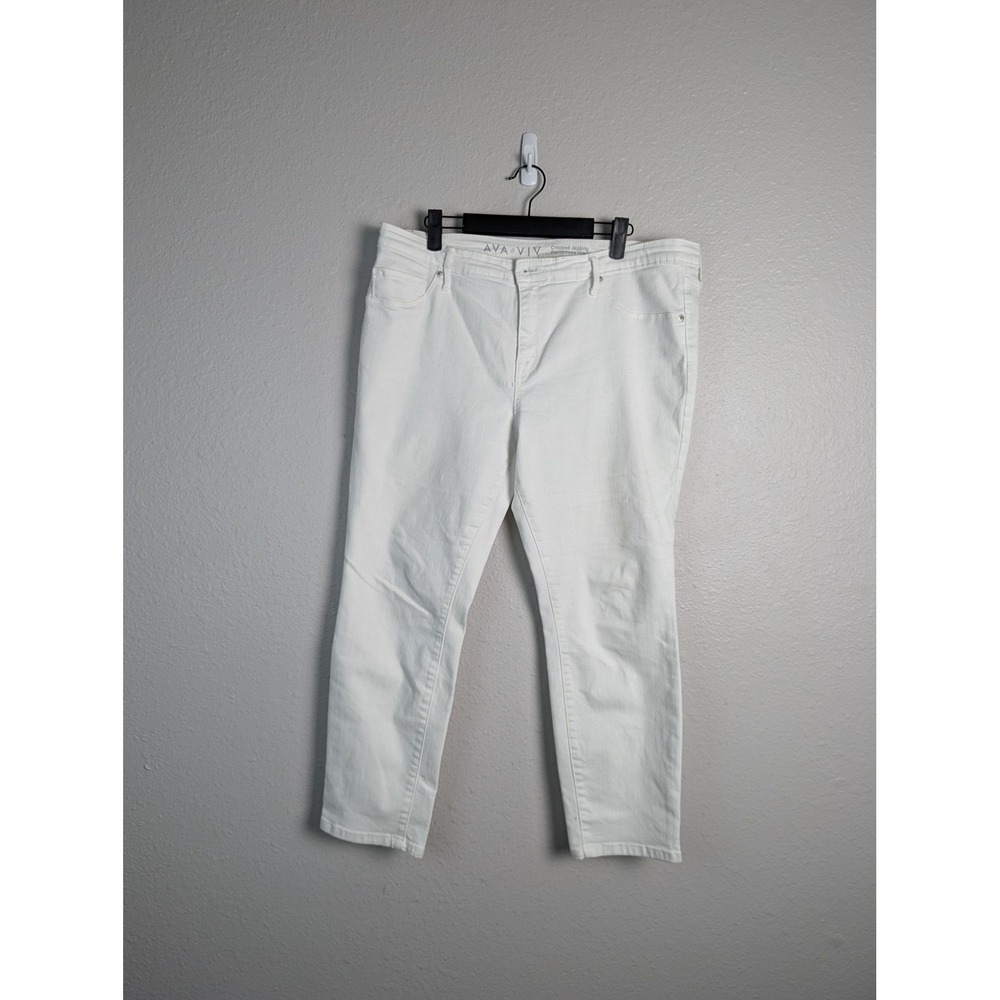 Ava & Viv Cropped Jegging Pants Women 16W White Stretch Cotton 26 In Pockets